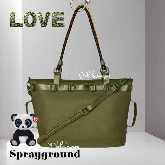 Sprayground Camo Military Limuted Edition Tote Olive Green Quilted Rope NWT RARE - Picture 10 of 15